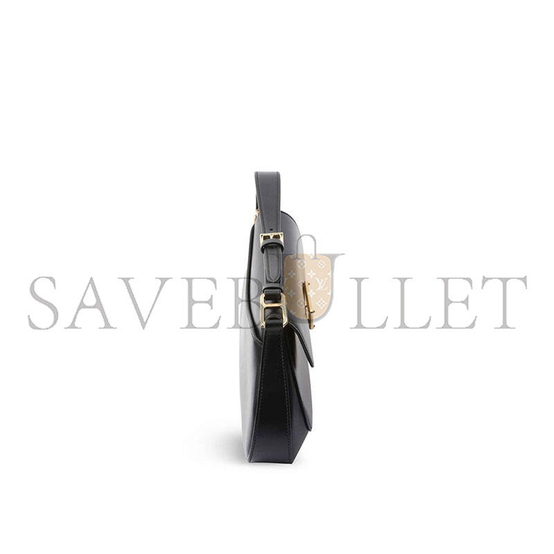 PRADA ENAMELED METAL TRIANGLE-LOGO LEATHER SHOULDER BAG 1BD344 (31*13.5*4cm) 